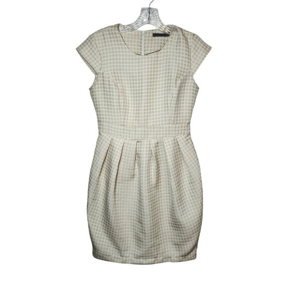 Maldita Women’s Beige Textured Cap Sleeve Pleated Dress Size S 100% Polyester - Picture 5 of 7